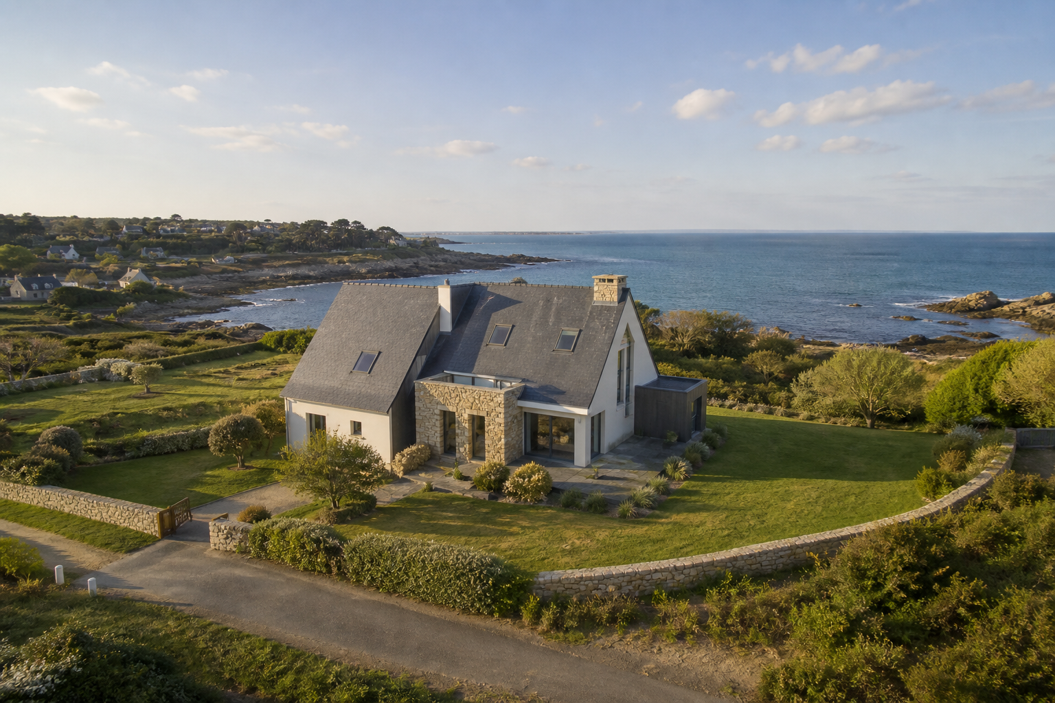 Maison bretonne contemporaine replacée dans son environnement côtier