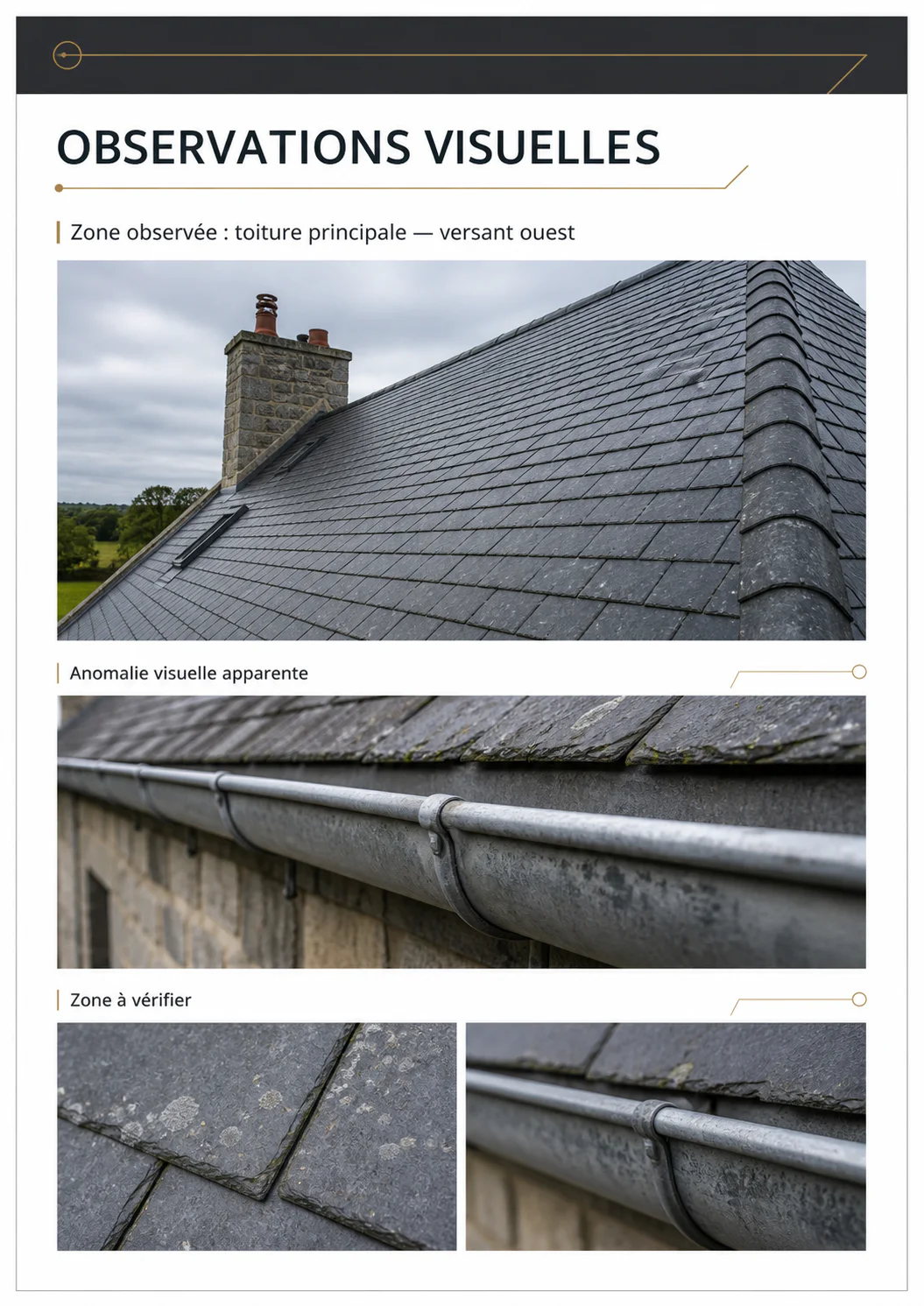 Exemple de rapport Horus View avec vue de contexte, détail et observation visuelle